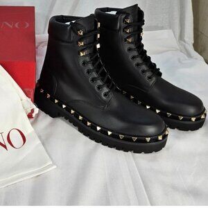 Valentino Garavani Women's Rockstud Lug Sole Combat Boots